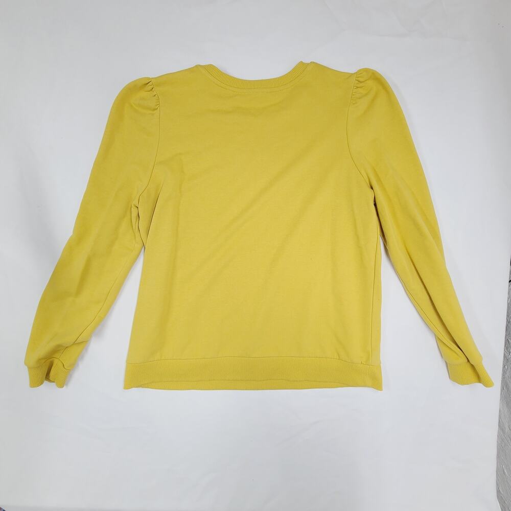 Boden Puff Sleeve Sweatshirt Mustard Yellow Ribbed Trim Feminine Casual 12 - Picture 13 of 13